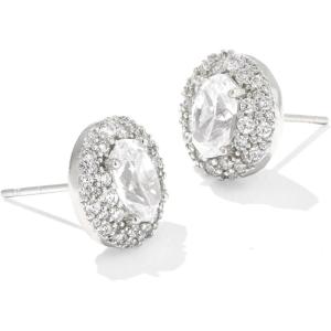 Kendra Scott Bella Stud Earrings, Fashion Jewelry for Women(RHODIUM – WHITE CZ)
