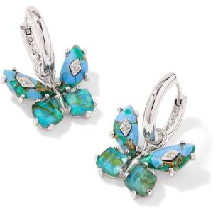 Kendra Scott Bianca Butterfly Huggie Earrings, Fashion Jewelry for Women(Silver Bright Aqua Mix)