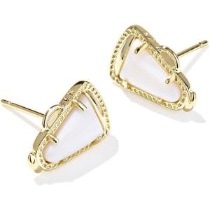 Kendra Scott Cheer Stud Earrings, 14K Gold-Plated Brass, Fashion Jewelry for Women, White Mother Of Pearl