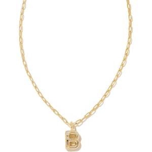 Kendra Scott Crystal Letter Short Pendant Necklace, Fashion Jewelry for Women(Letter B (GOLD-PLATED))