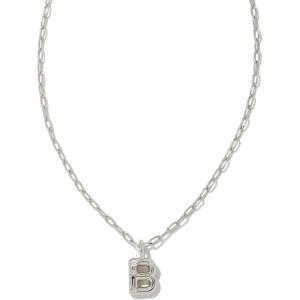 Kendra Scott Crystal Letter Short Pendant Necklace, Fashion Jewelry for Women(Letter B (RHODIUM-PLATED))