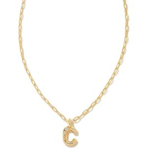 Kendra Scott Crystal Letter Short Pendant Necklace, Fashion Jewelry for Women(Letter C (GOLD-PLATED))