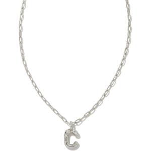 Kendra Scott Crystal Letter Short Pendant Necklace, Fashion Jewelry for Women(Letter C (RHODIUM-PLATED))