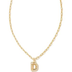 Kendra Scott Crystal Letter Short Pendant Necklace, Fashion Jewelry for Women(Letter D (GOLD-PLATED))