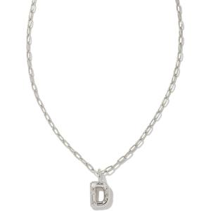 Kendra Scott Crystal Letter Short Pendant Necklace, Fashion Jewelry for Women(Letter D (RHODIUM-PLATED))