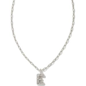 Kendra Scott Crystal Letter Short Pendant Necklace, Fashion Jewelry for Women(Letter E (RHODIUM-PLATED))