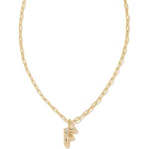 Kendra Scott Crystal Letter Short Pendant Necklace, Fashion Jewelry for Women(Letter F (GOLD-PLATED))