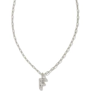 Kendra Scott Crystal Letter Short Pendant Necklace, Fashion Jewelry for Women(Letter F (RHODIUM-PLATED))