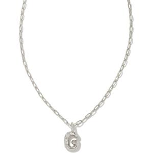 Kendra Scott Crystal Letter Short Pendant Necklace, Fashion Jewelry for Women(Letter G (RHODIUM-PLATED))