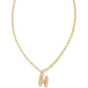 Kendra Scott Crystal Letter Short Pendant Necklace, Fashion Jewelry for Women(Letter H (GOLD-PLATED))