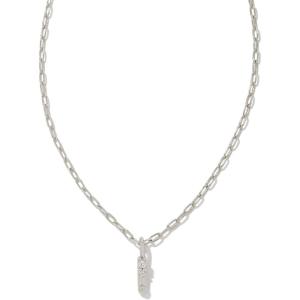 Kendra Scott Crystal Letter Short Pendant Necklace, Fashion Jewelry for Women(Letter I (RHODIUM-PLATED))