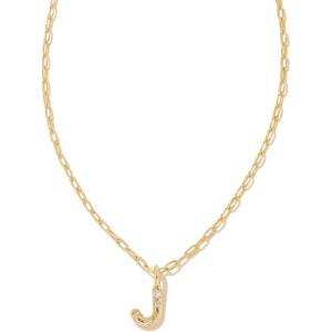 Kendra Scott Crystal Letter Short Pendant Necklace, Fashion Jewelry for Women(Letter J (GOLD-PLATED))