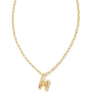 Kendra Scott Crystal Letter Short Pendant Necklace, Fashion Jewelry for Women(Letter M (GOLD-PLATED))