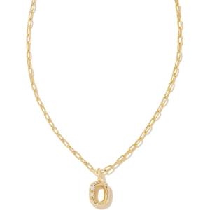 Kendra Scott Crystal Letter Short Pendant Necklace, Fashion Jewelry for Women(Letter O (GOLD-PLATED))