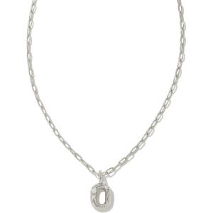 Kendra Scott Crystal Letter Short Pendant Necklace, Fashion Jewelry for Women(Letter O (RHODIUM-PLATED))