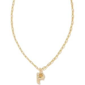 Kendra Scott Crystal Letter Short Pendant Necklace, Fashion Jewelry for Women(Letter P (GOLD-PLATED))