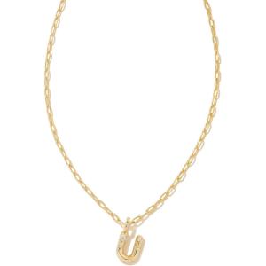 Kendra Scott Crystal Letter Short Pendant Necklace, Fashion Jewelry for Women(Letter U (GOLD-PLATED))