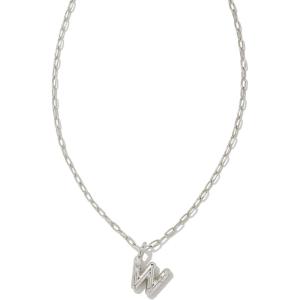 Kendra Scott Crystal Letter Short Pendant Necklace, Fashion Jewelry for Women(Letter W (RHODIUM-PLATED))