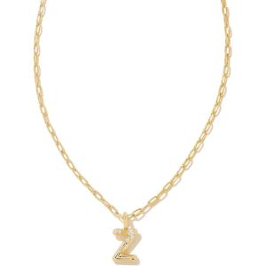 Kendra Scott Crystal Letter Short Pendant Necklace, Fashion Jewelry for Women(Letter Z (GOLD-PLATED))