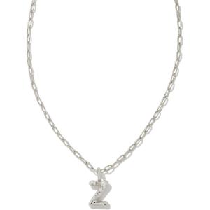 Kendra Scott Crystal Letter Short Pendant Necklace, Fashion Jewelry for Women(Letter Z (RHODIUM-PLATED))