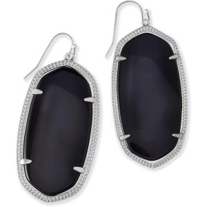 Kendra Scott Danielle Statement Earrings for Women, Fashion Jewelry(RHODIUM – BLACK OPAQUE GLASS)