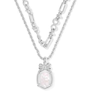 Kendra Scott Daphne Bow Multi Strand Necklace, Fashion Jewelry for Women(RHODIUM – IRIDESCENT CRYSTAL IVORY ILLUSION)