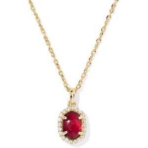 Kendra Scott Daphne Crystal Frame Short Pendant Necklace, Fashion Jewelry for Women(GOLD – DARK BURGUNDY ILLUSION)