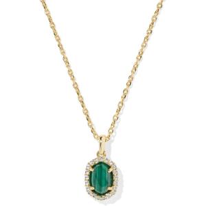 Kendra Scott Daphne Crystal Frame Short Pendant Necklace, Fashion Jewelry for Women(GOLD – GREEN MALACHITE)