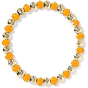 Kendra Scott Daphne Enamel Stretch Bracelet, Fashion Jewelry for Women(Gold Bright Orange Ename)