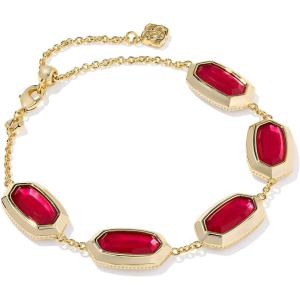 Kendra Scott Elaina Bezel Delicate Chain Bracelet, Fashion Jewelry for Women(GOLD – CARMINE RED ILLUSION)