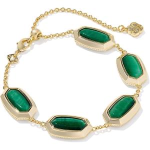 Kendra Scott Elaina Bezel Delicate Chain Bracelet, Fashion Jewelry for Women(GOLD – GREEN TIGERS EYE)
