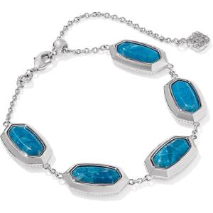 Kendra Scott Elaina Bezel Delicate Chain Bracelet, Fashion Jewelry for Women(RHODIUM – VARIEGATED INDIGO MAGNESITE)