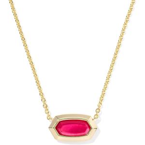 Kendra Scott Elisa Bezel Short Pendant Necklace, Fashion Jewelry for Women(GOLD – CARMINE RED ILLUSION)