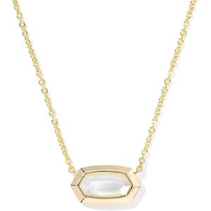 Kendra Scott Elisa Bezel Short Pendant Necklace, Fashion Jewelry for Women(GOLD – IVORY MOTHER OF PEARL)