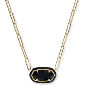 Kendra Scott Elisa Enamel Frame Paperclip Necklace, Fashion Jewelry for Women(BLACK AGATE)