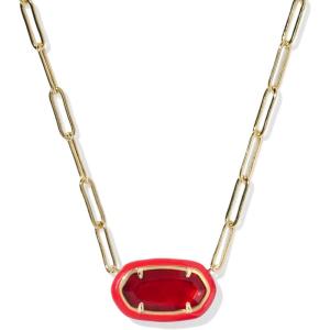 Kendra Scott Elisa Enamel Frame Paperclip Necklace, Fashion Jewelry for Women(RED ILLUSION)