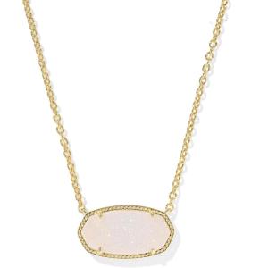 Kendra Scott Elisa Statement Short Pendant NecklaceFashion Jewelry for Women(GOLD – IRIDESCENT DRUSY)