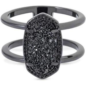 Kendra Scott Elyse Ring for Women, Fashion Jewelry(GUNMETAL – BLACK DRUSY)