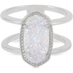 Kendra Scott Elyse Ring for Women, Fashion Jewelry(RHODIUM – IRIDESCENT DRUSY)