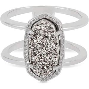 Kendra Scott Elyse Ring for Women, Fashion Jewelry(RHODIUM – PLATINUM DRUSY)