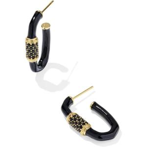 Kendra Scott Emery Enamel Hoop Earrings, Fashion Jewelry for Women(GOLD – BLACK MIX)