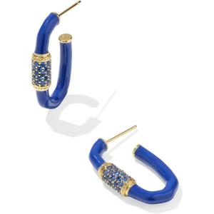 Kendra Scott Emery Enamel Hoop Earrings, Fashion Jewelry for Women(GOLD – COBALT MIX)