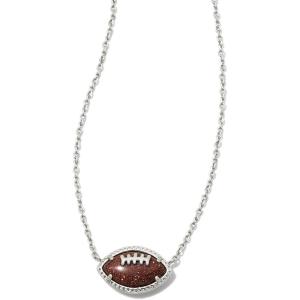 Kendra Scott Football Short Pendant Necklace, Fashion Jewelry for Women(RHODIUM – ORANGE GOLDSTONE)