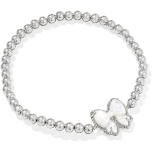 Kendra Scott Haley Bow Stretch Bracelet, Fashion Jewelry for Women(RHODIUM – IVORY MOTHER OF PEARL)