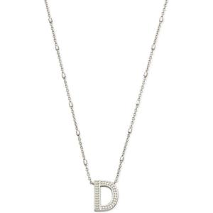 Kendra Scott Letters A-Z Pendant Necklace for Women, Fashion Jewelry, Rhodium-Plated Brass(Letter D)