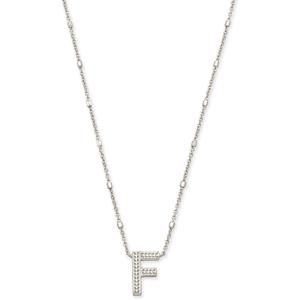 Kendra Scott Letters A-Z Pendant Necklace for Women, Fashion Jewelry, Rhodium-Plated Brass(Letter F)