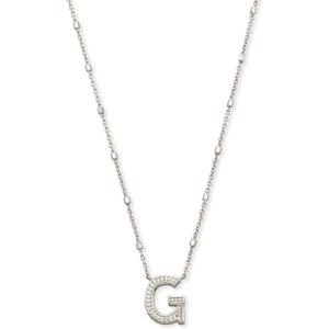 Kendra Scott Letters A-Z Pendant Necklace for Women, Fashion Jewelry, Rhodium-Plated Brass(Letter G)
