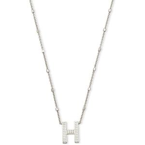 Kendra Scott Letters A-Z Pendant Necklace for Women, Fashion Jewelry, Rhodium-Plated Brass(Letter H)