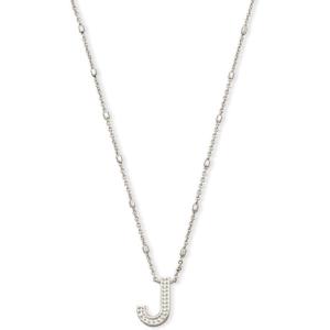 Kendra Scott Letters A-Z Pendant Necklace for Women, Fashion Jewelry, Rhodium-Plated Brass(Letter J)
