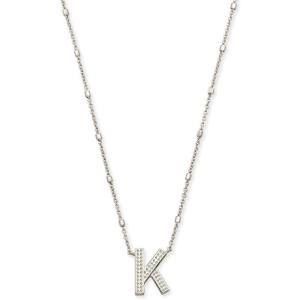Kendra Scott Letters A-Z Pendant Necklace for Women, Fashion Jewelry, Rhodium-Plated Brass(Letter K)